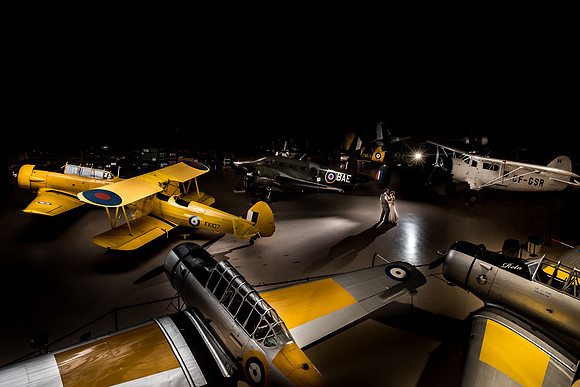 Warplane heritage Museum wedding Portrait