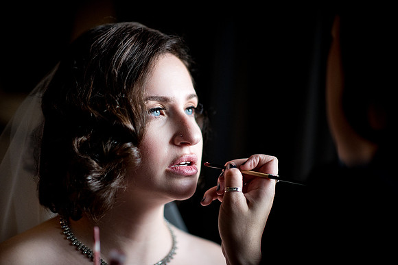 Bride getting Makeup put on